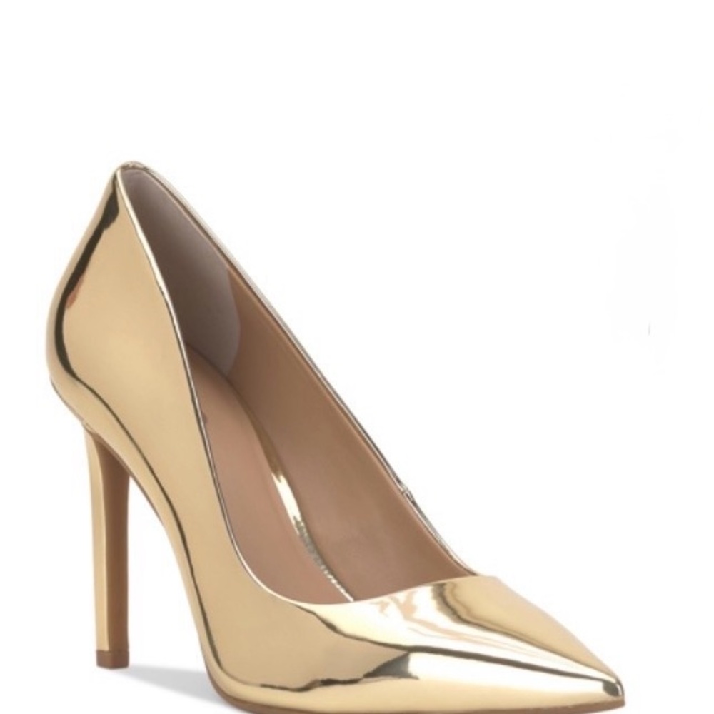 INC International Concepts Shiny Gold Heels size 8.5W 39.5 ‼️FREE SHIPPING‼️